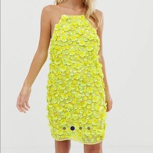 ASOS chartreuse beaded dress